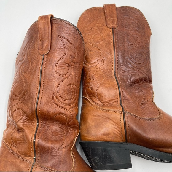 DD Tuff Mens Boots Size 8 D Brown Leather Western Steel Toe Roper Work Boots - Picture 15 of 15